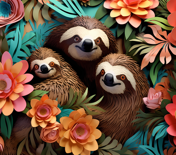 Floral Sloth Tumbler