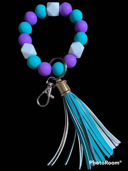 Teal and Purple Wristlet