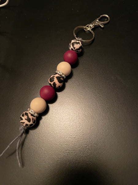 Maroon Cheetah keychain